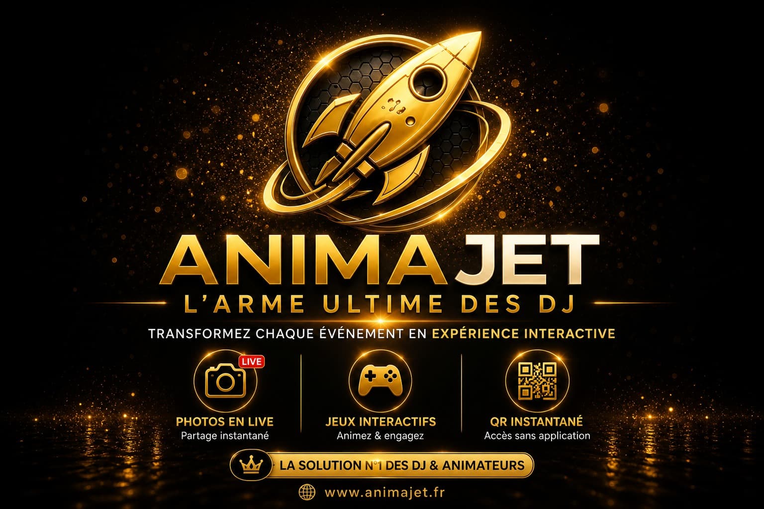 AnimaJet, plateforme d'animations interactives pour mariage : photos en live, jeux interactifs, QR instantané